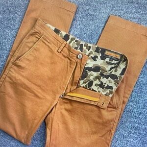 Men's Tan Chino Pants with Camo Waistband Detail